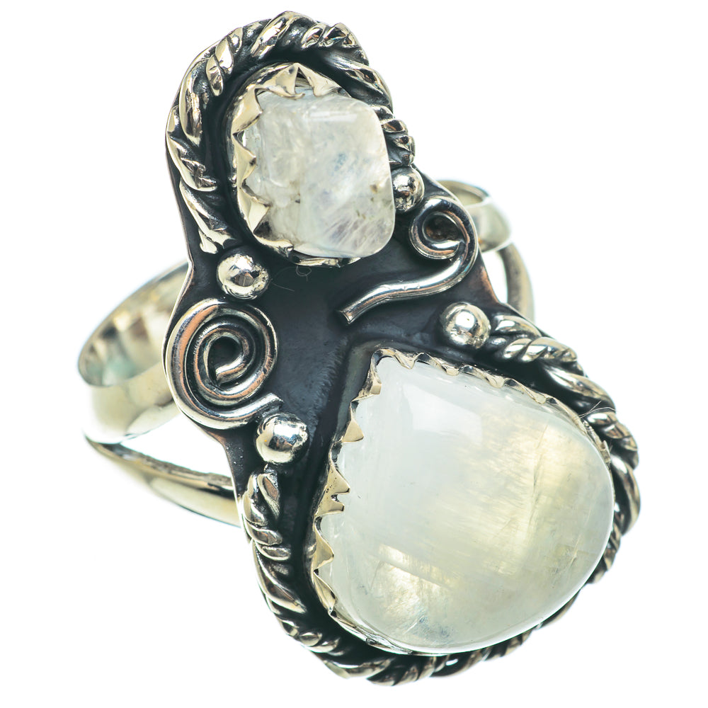 Rainbow Moonstone Rings handcrafted by Anasilvercos - RING63634