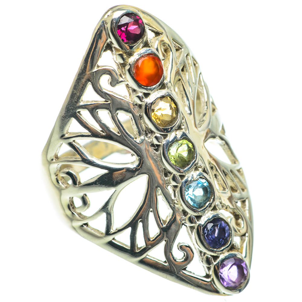 Multi-stone Rainbow Chakra Rings handcrafted by Anasilvercos - RING63636