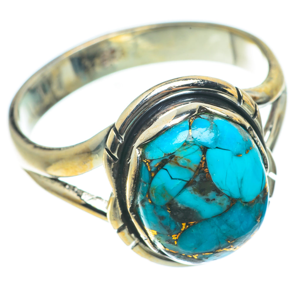 Blue Copper Composite Turquoise Rings handcrafted by Anasilvercos - RING63642