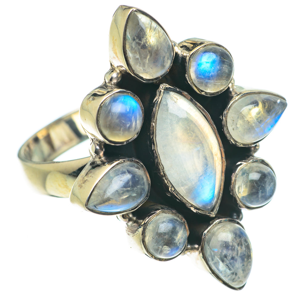 Rainbow Moonstone Rings handcrafted by Anasilvercos - RING63662