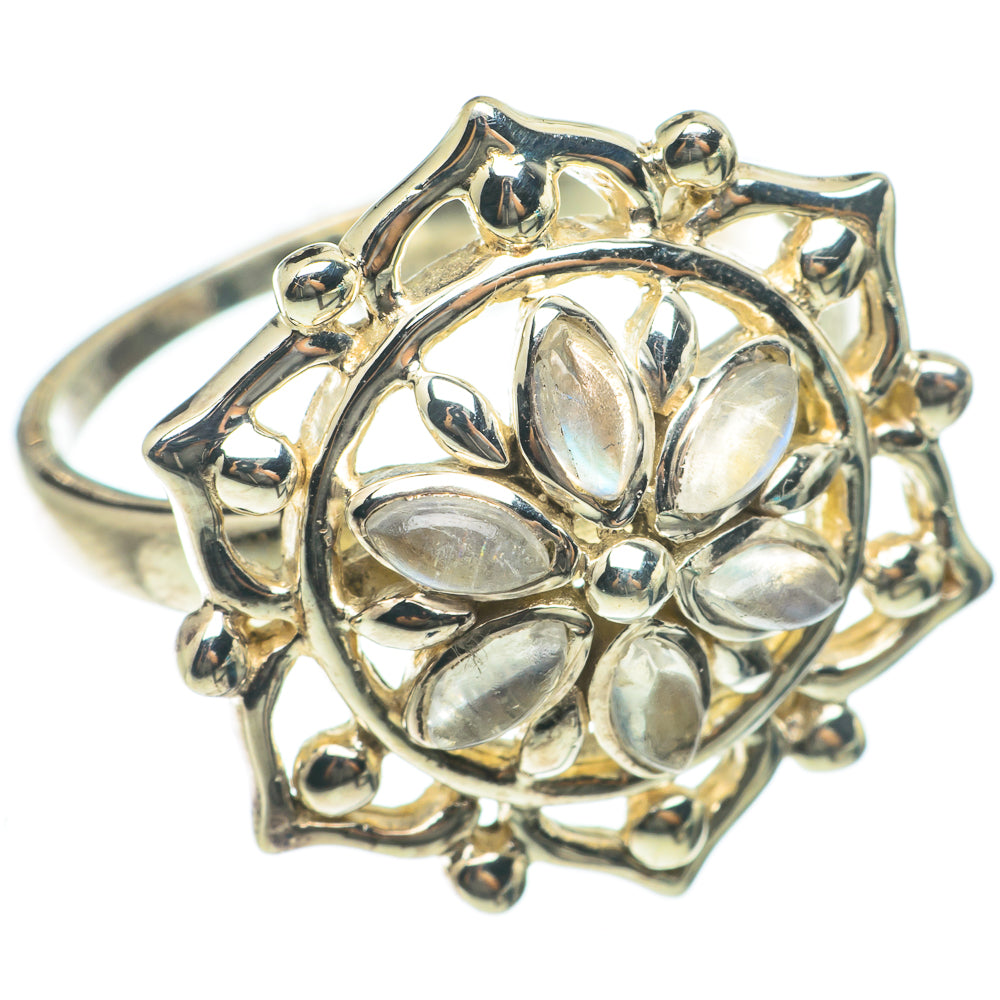 Rainbow Moonstone Rings handcrafted by Anasilvercos - RING63688