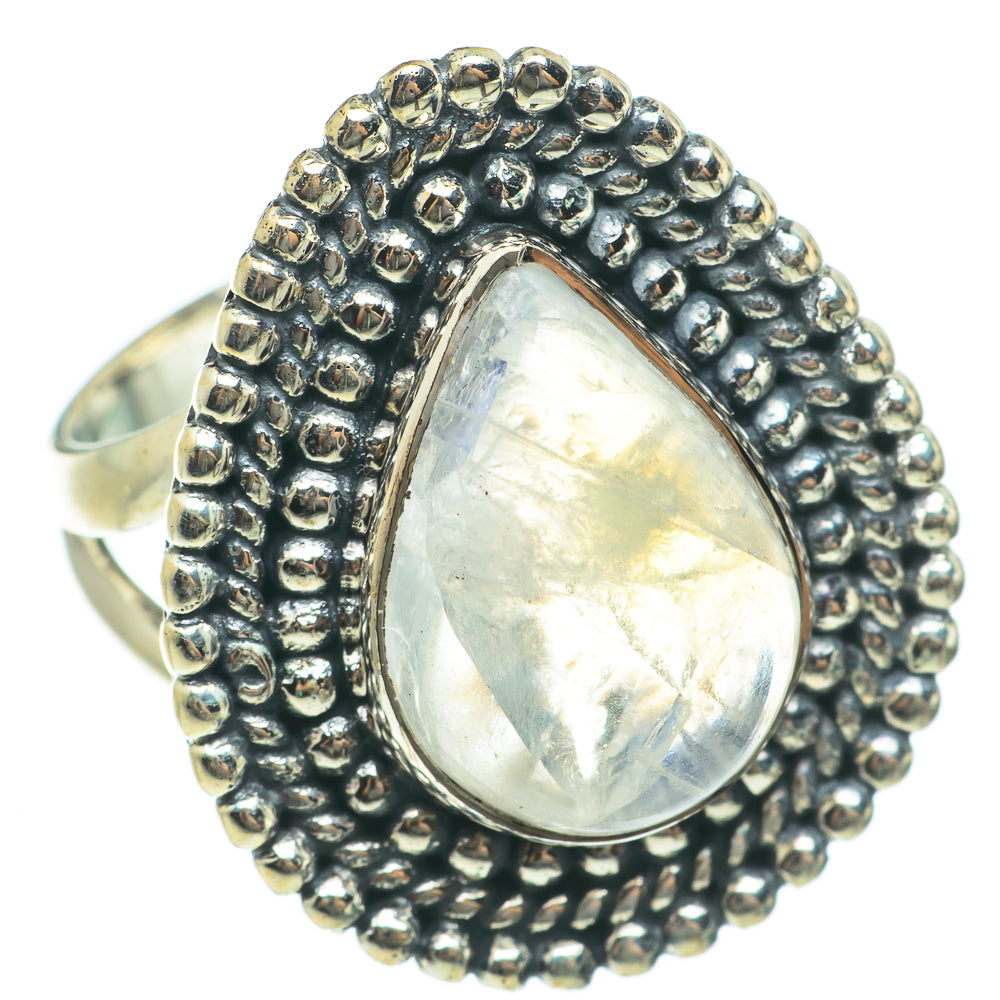 Rainbow Moonstone Rings handcrafted by Anasilvercos - RING63711