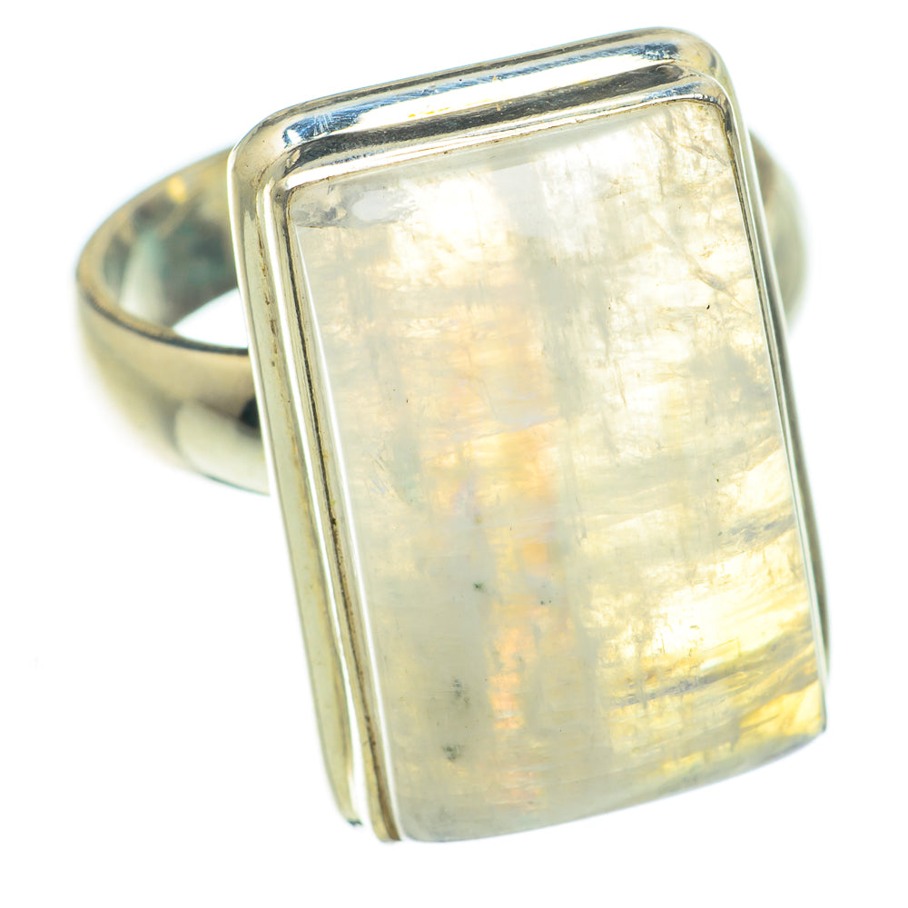 Rainbow Moonstone Rings handcrafted by Anasilvercos - RING63732