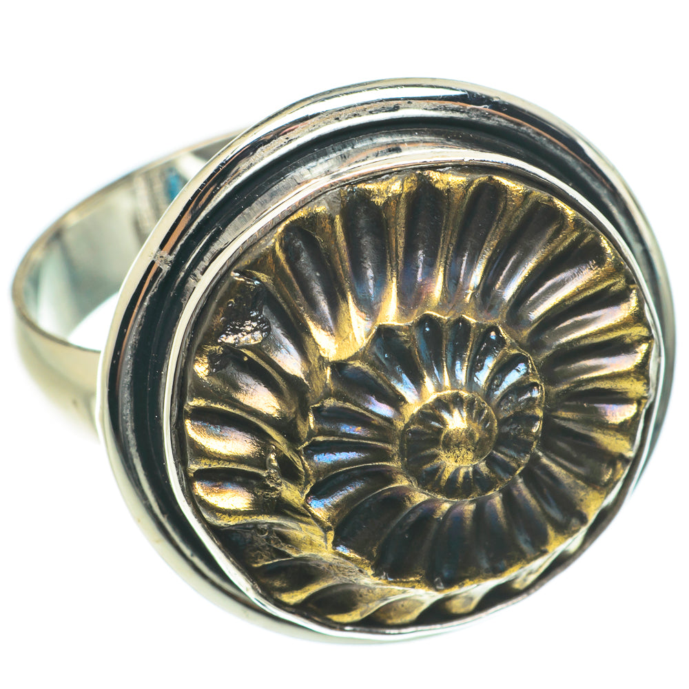 Pyrite Fossil Rings handcrafted by Anasilvercos - RING63794