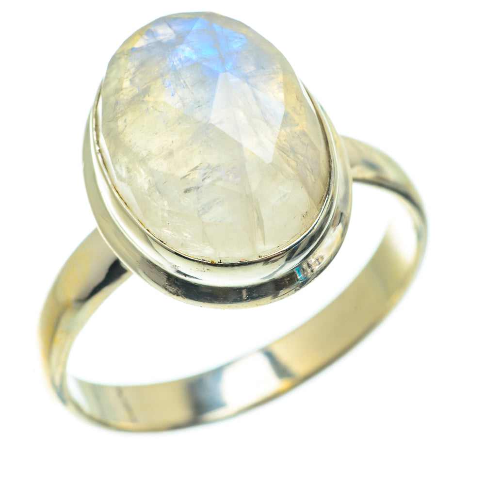 Rainbow Moonstone Rings handcrafted by Anasilvercos - RING63795