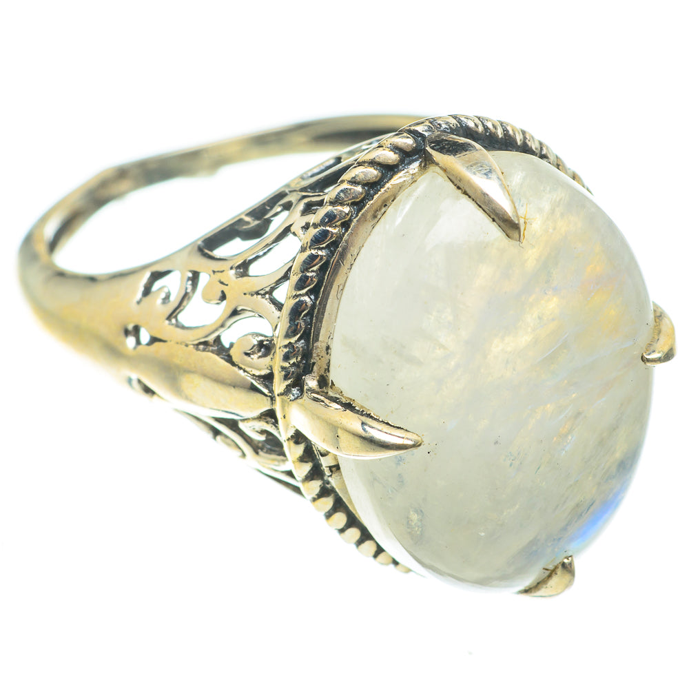 Rainbow Moonstone Rings handcrafted by Anasilvercos - RING63803