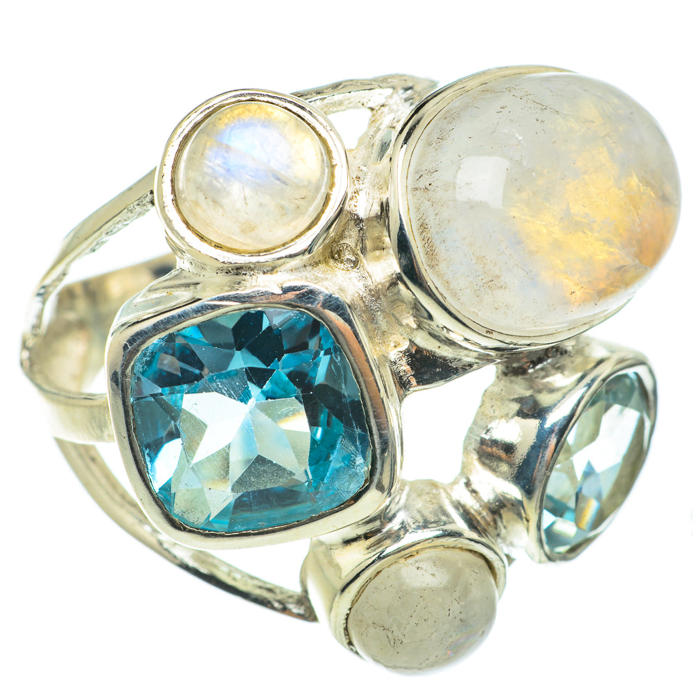 Rainbow Moonstone Rings handcrafted by Anasilvercos - RING63817