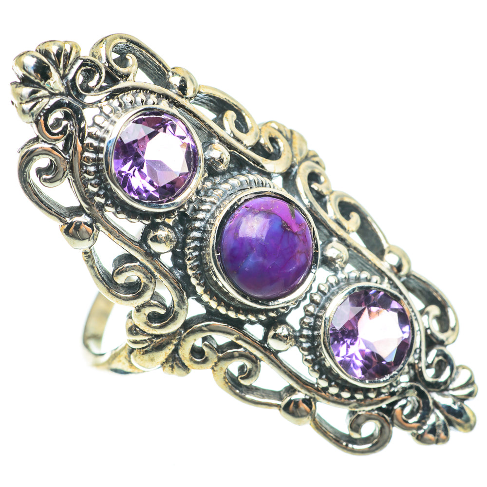 Purple Copper Composite Turquoise Rings handcrafted by Anasilvercos - RING63830