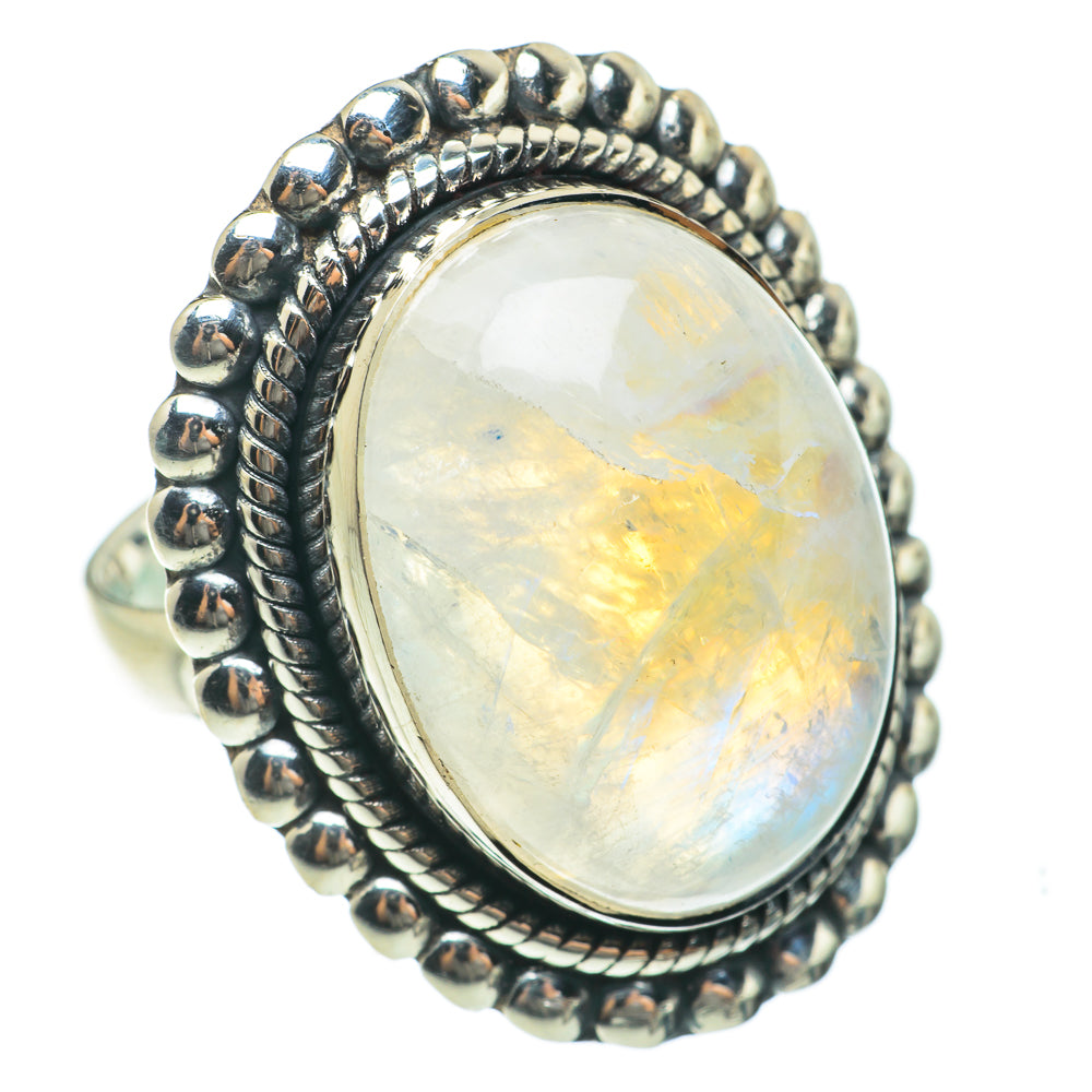 Rainbow Moonstone Rings handcrafted by Anasilvercos - RING63839