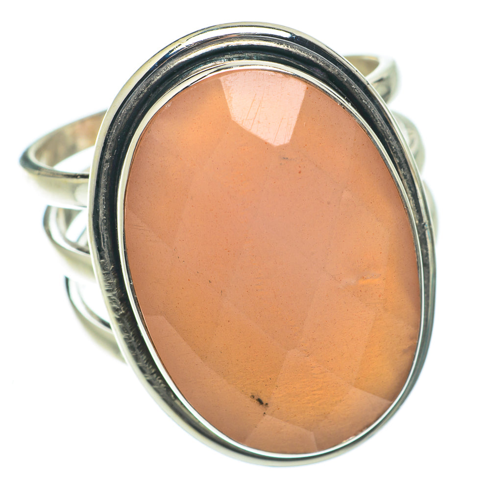 Peach Moonstone Rings handcrafted by Anasilvercos - RING63914