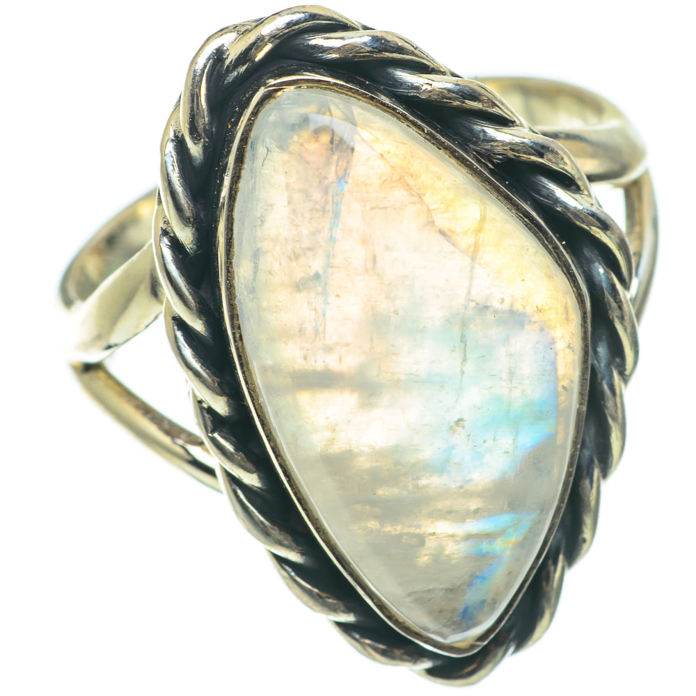 Rainbow Moonstone Rings handcrafted by Anasilvercos - RING63925