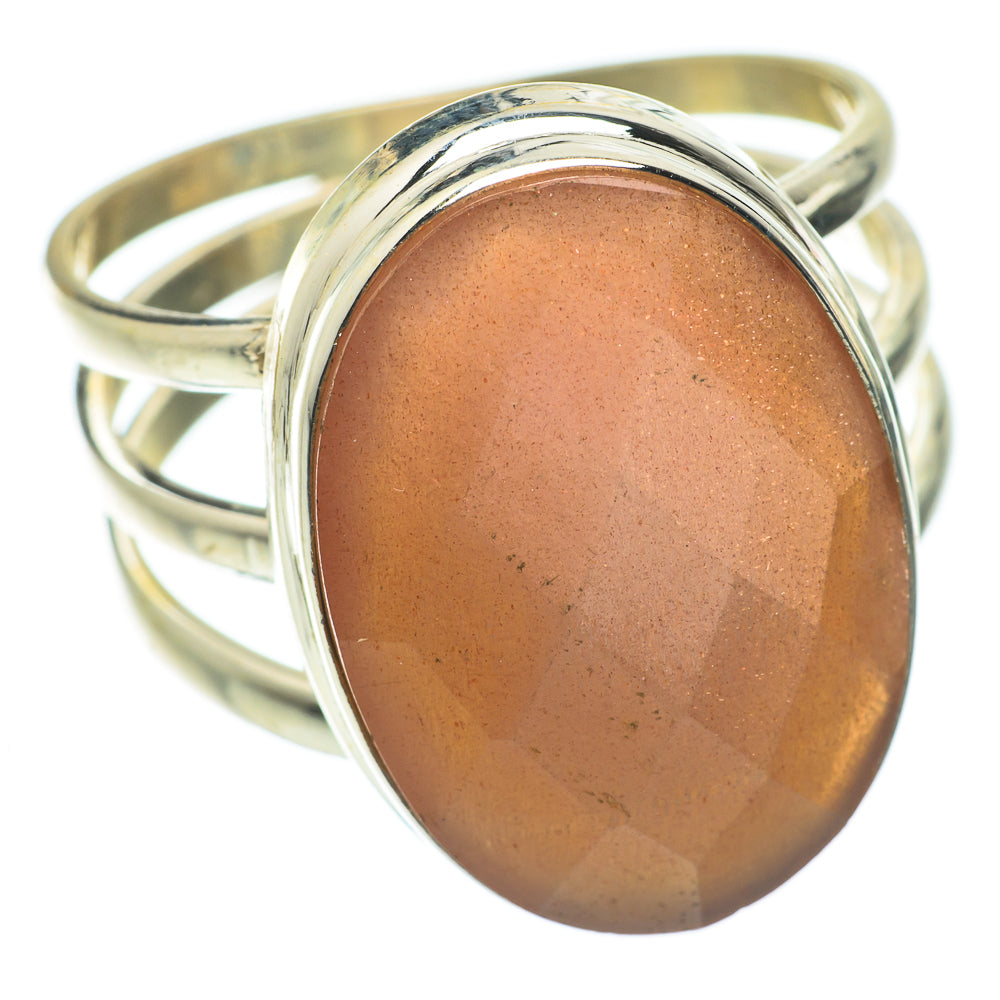 Peach Moonstone Rings handcrafted by Anasilvercos - RING63957