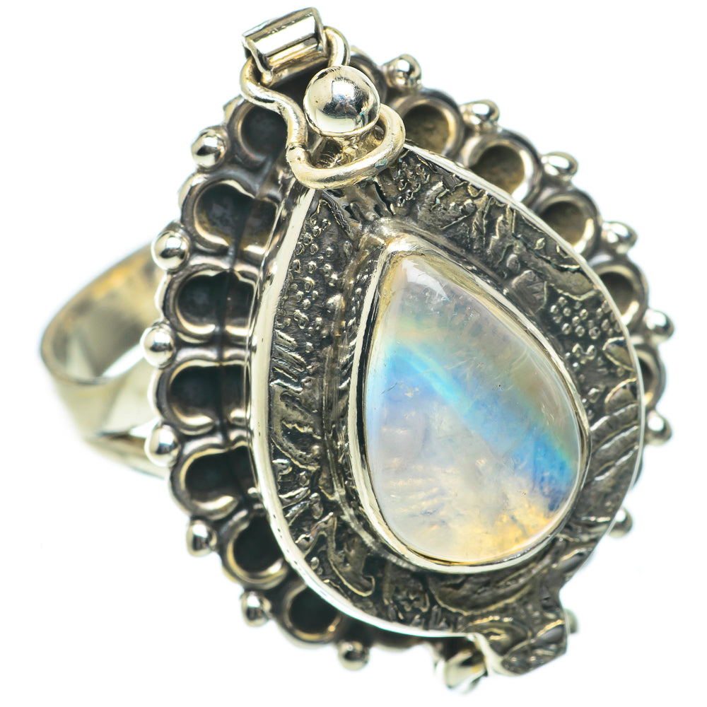 Rainbow Moonstone Rings handcrafted by Anasilvercos - RING63964