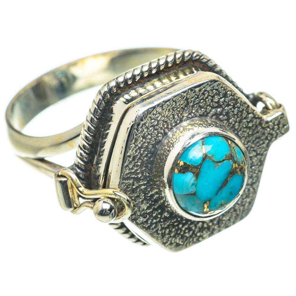 Blue Copper Composite Turquoise Rings handcrafted by Anasilvercos - RING64034