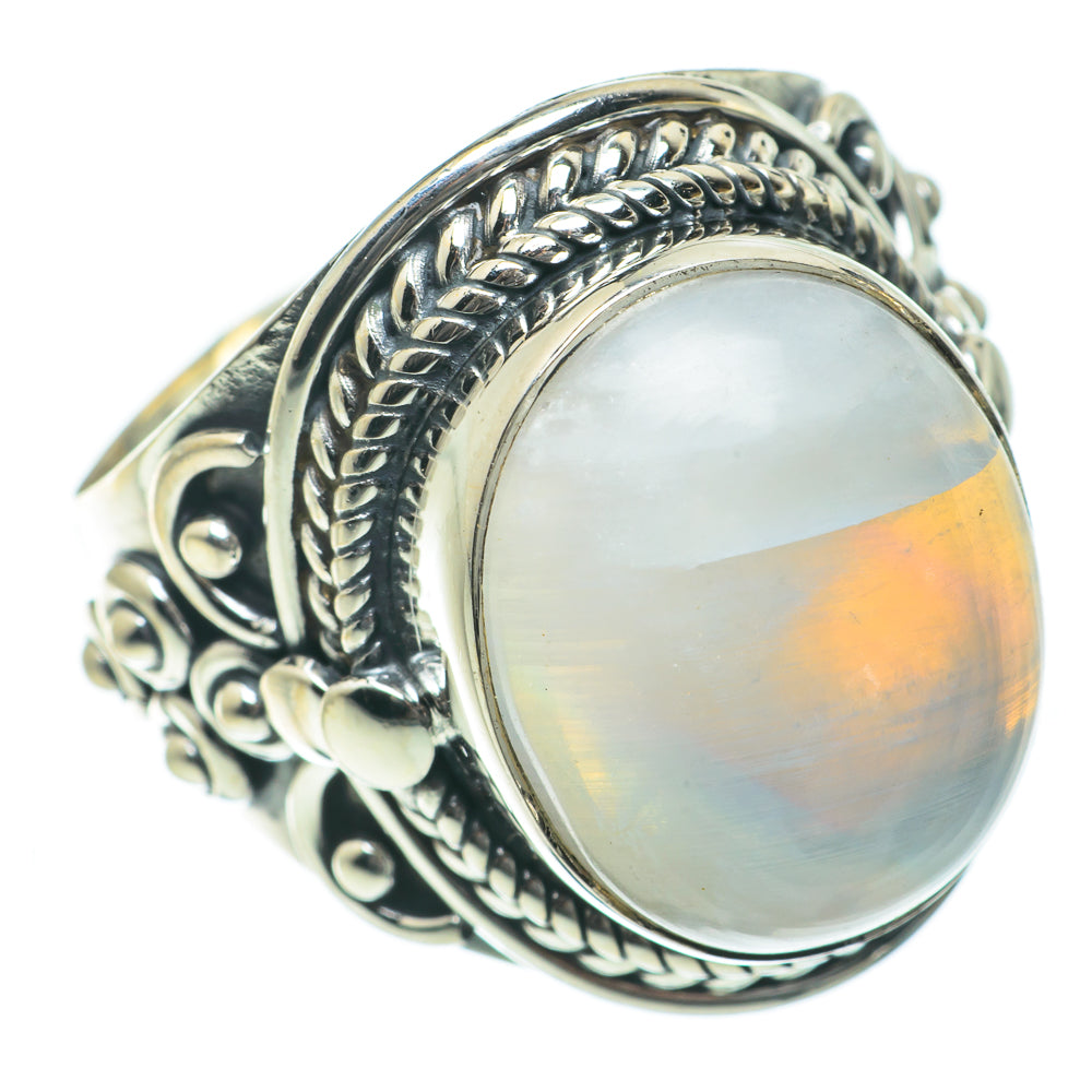 Rainbow Moonstone Rings handcrafted by Anasilvercos - RING64101