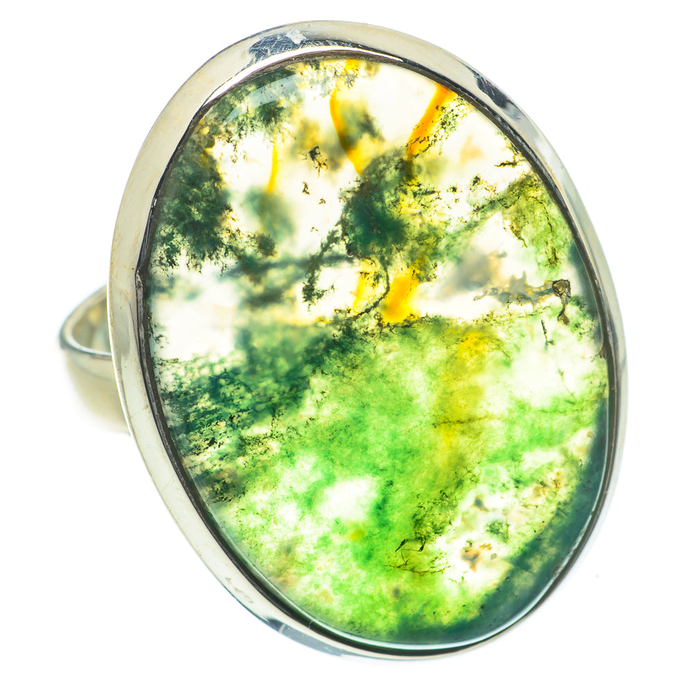 Green Moss Agate Rings handcrafted by Anasilvercos - RING64115