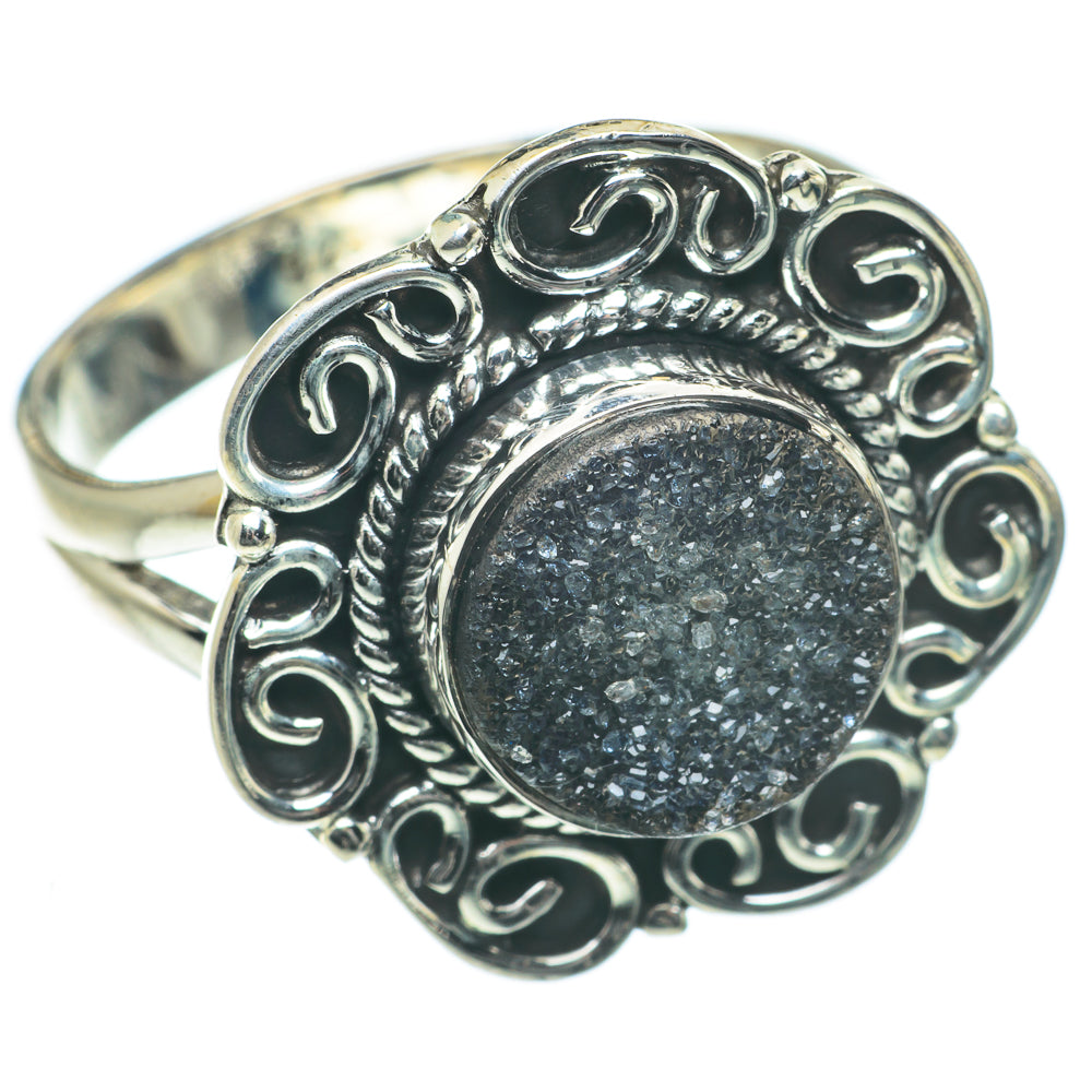 Black Druzy Rings handcrafted by Anasilvercos - RING64150