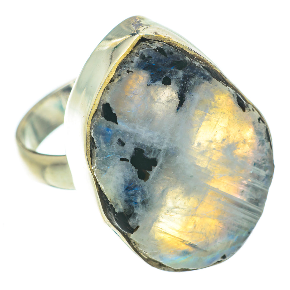 Rainbow Moonstone Rings handcrafted by Anasilvercos - RING64289