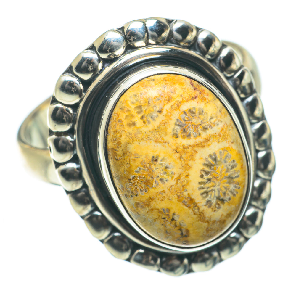Fossil Coral Rings handcrafted by Anasilvercos - RING64315