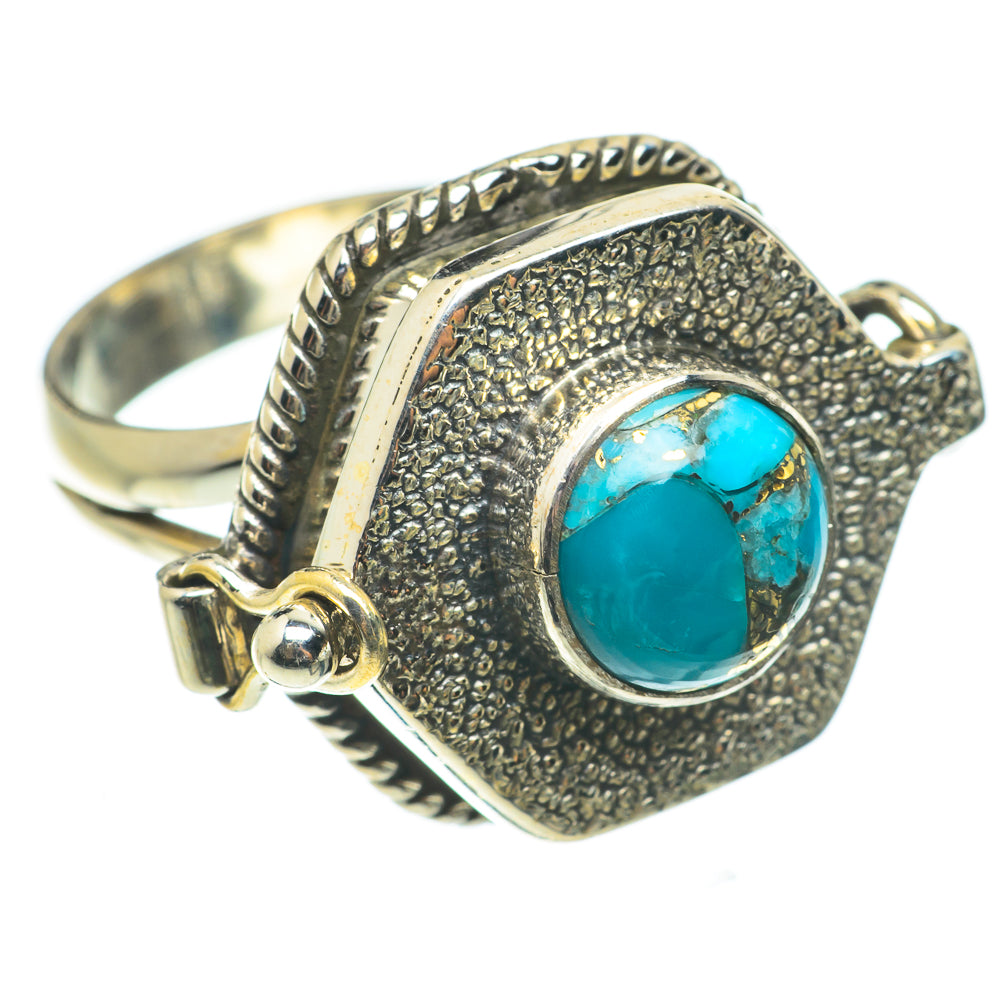 Blue Copper Composite Turquoise Rings handcrafted by Anasilvercos - RING64323