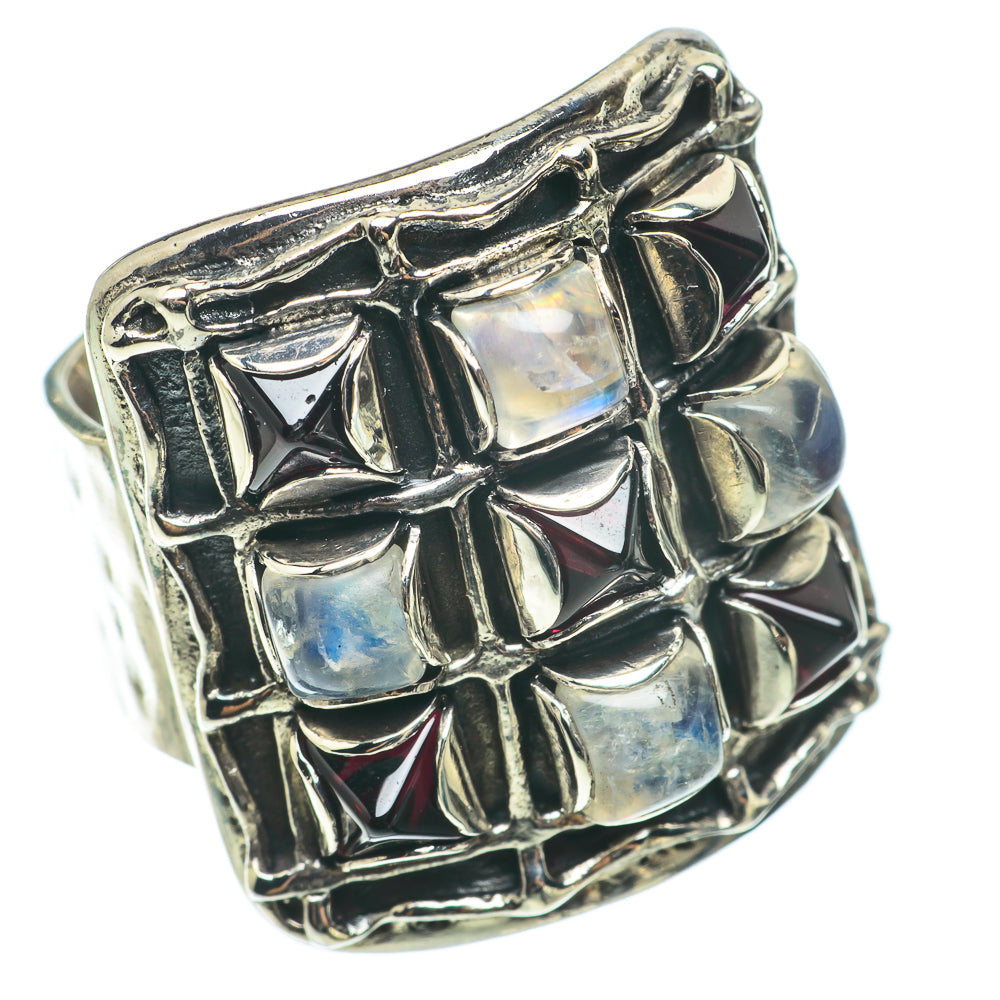 Rainbow Moonstone Rings handcrafted by Anasilvercos - RING64363
