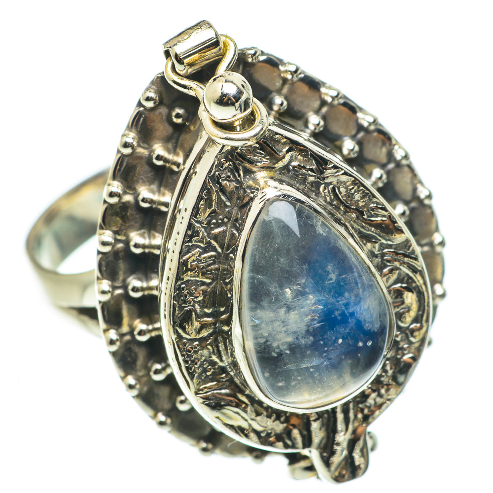 Rainbow Moonstone Rings handcrafted by Anasilvercos - RING64373