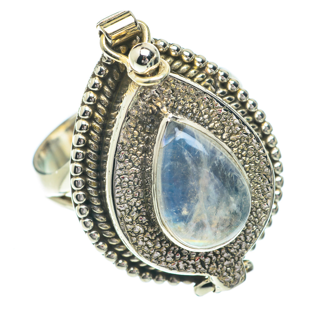 Rainbow Moonstone Rings handcrafted by Anasilvercos - RING64402