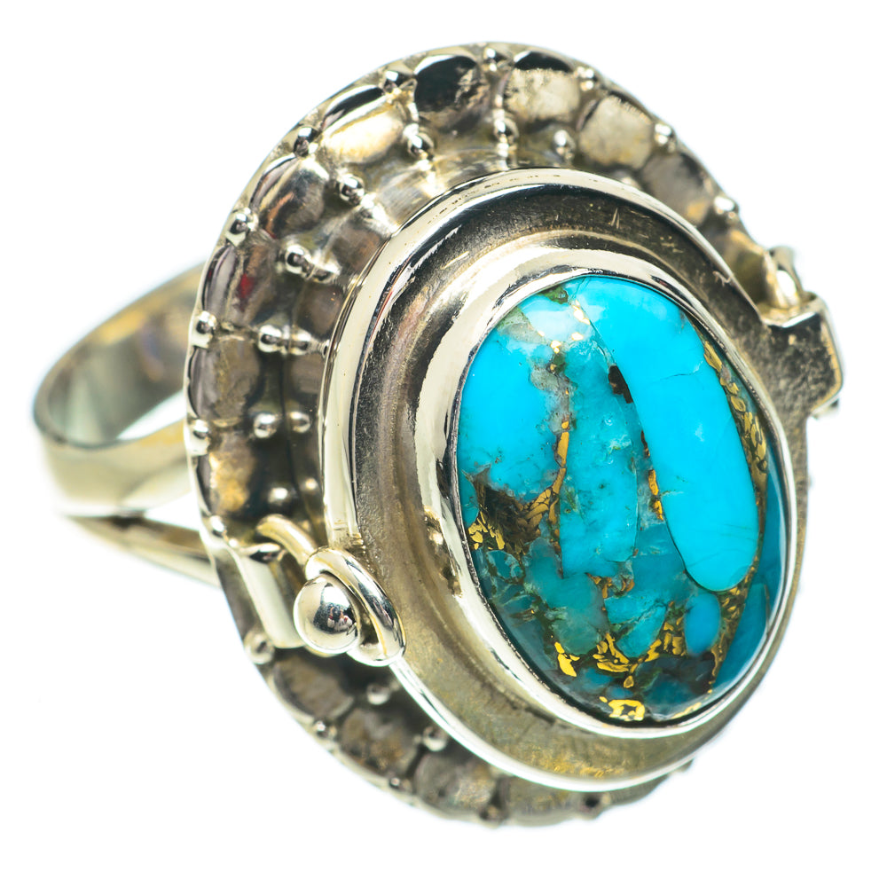 Blue Copper Composite Turquoise Rings handcrafted by Anasilvercos - RING64480