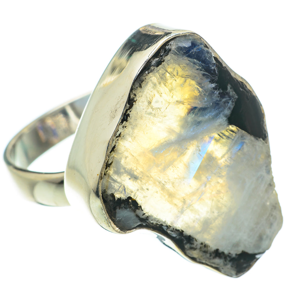 Rainbow Moonstone Rings handcrafted by Anasilvercos - RING64490