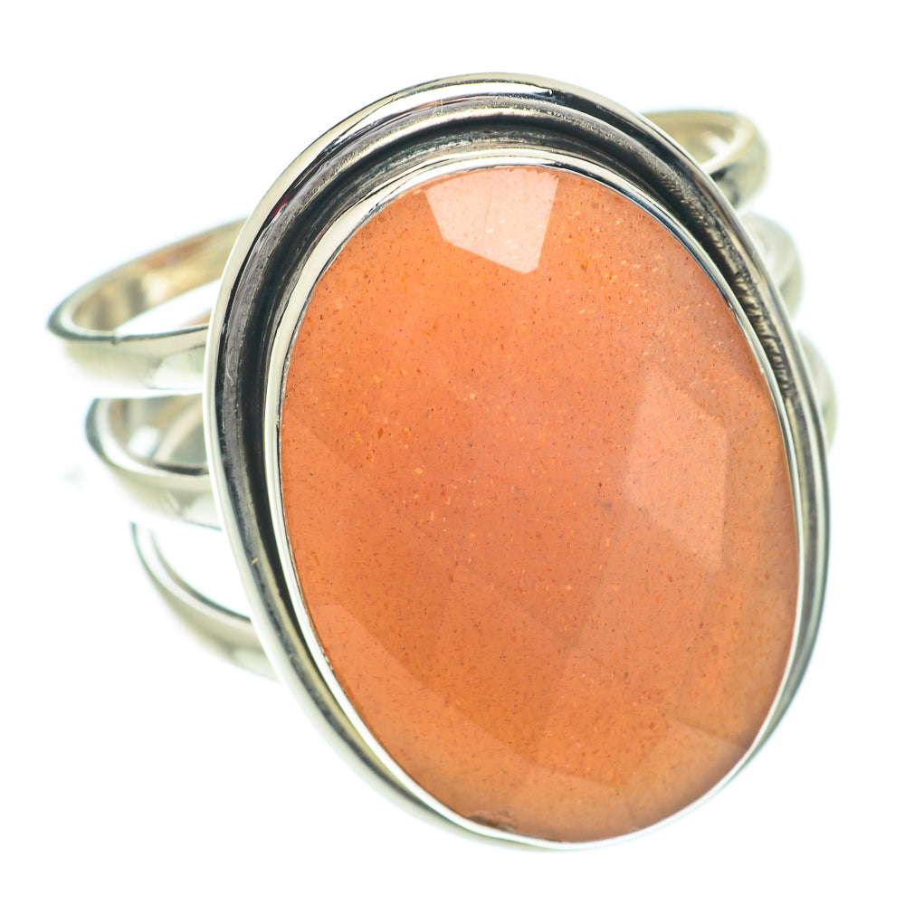 Peach Moonstone Rings handcrafted by Anasilvercos - RING64508