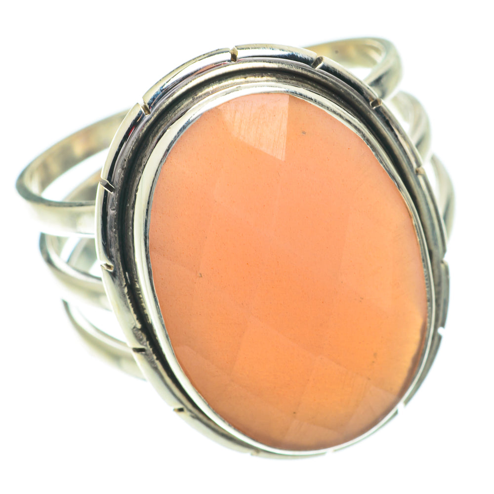Peach Moonstone Rings handcrafted by Anasilvercos - RING64528