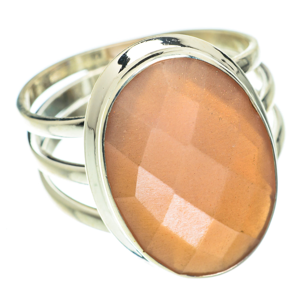 Peach Moonstone Rings handcrafted by Anasilvercos - RING64546