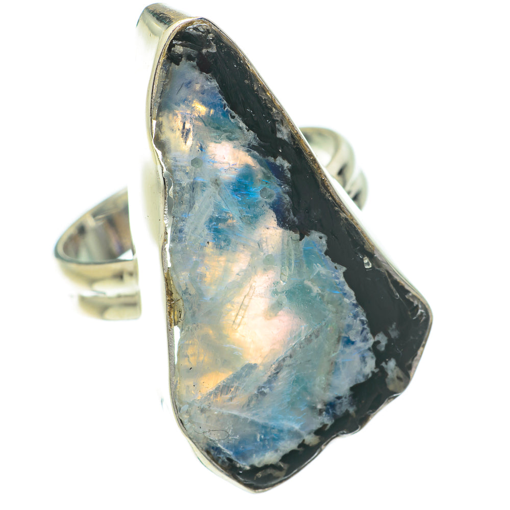 Rainbow Moonstone Rings handcrafted by Anasilvercos - RING64617
