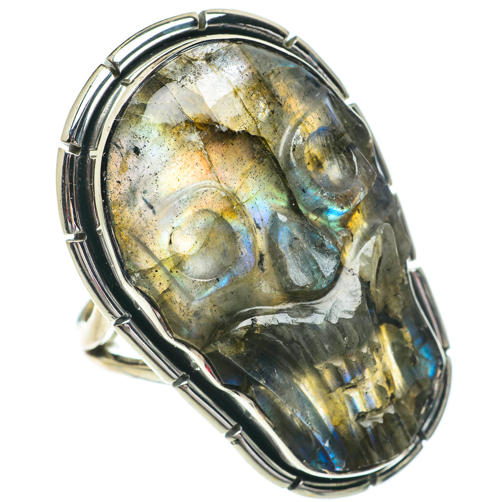 Labradorite Skull Rings handcrafted by Anasilvercos - RING64633