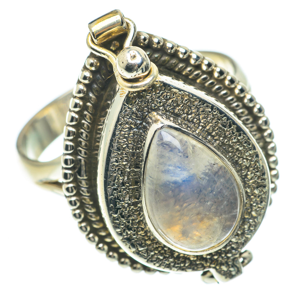 Rainbow Moonstone Rings handcrafted by Anasilvercos - RING64657