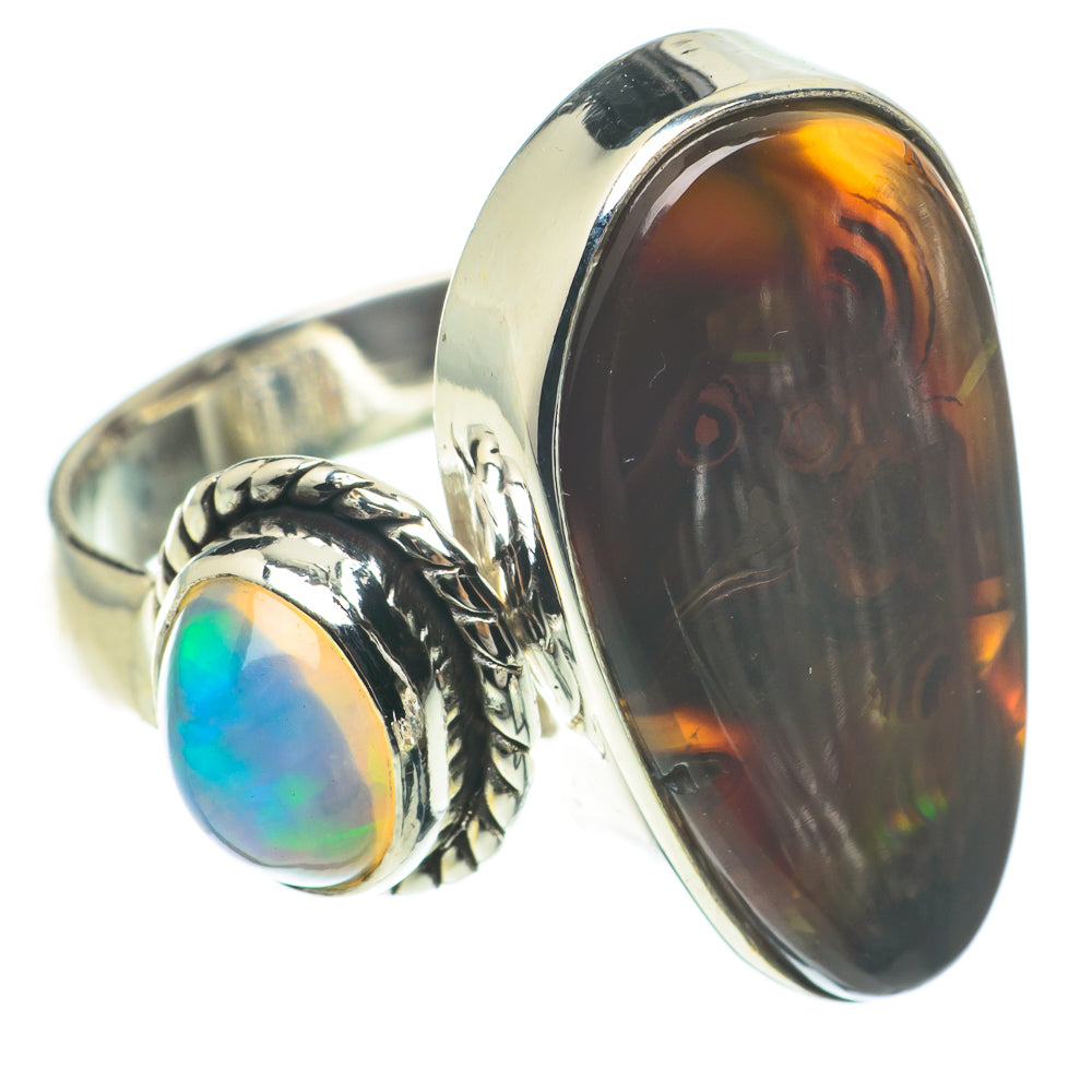 Mexican Fire Agate, Ethiopian Opal Rings handcrafted by Anasilvercos - RING64660