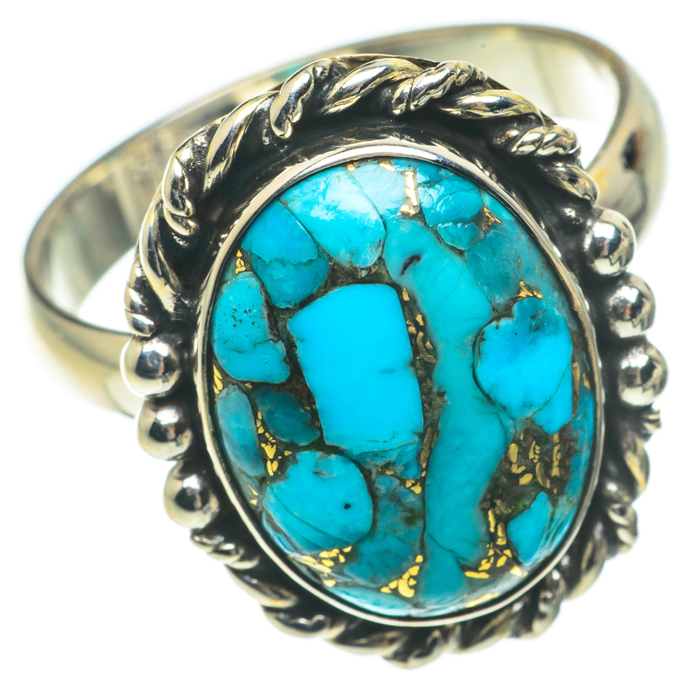 Blue Copper Composite Turquoise Rings handcrafted by Anasilvercos - RING64668