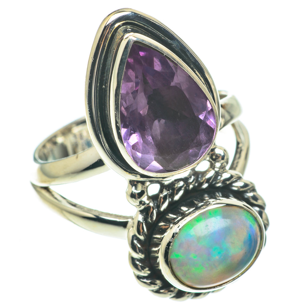 Amethyst, Ethiopian Opal Rings handcrafted by Anasilvercos - RING64691
