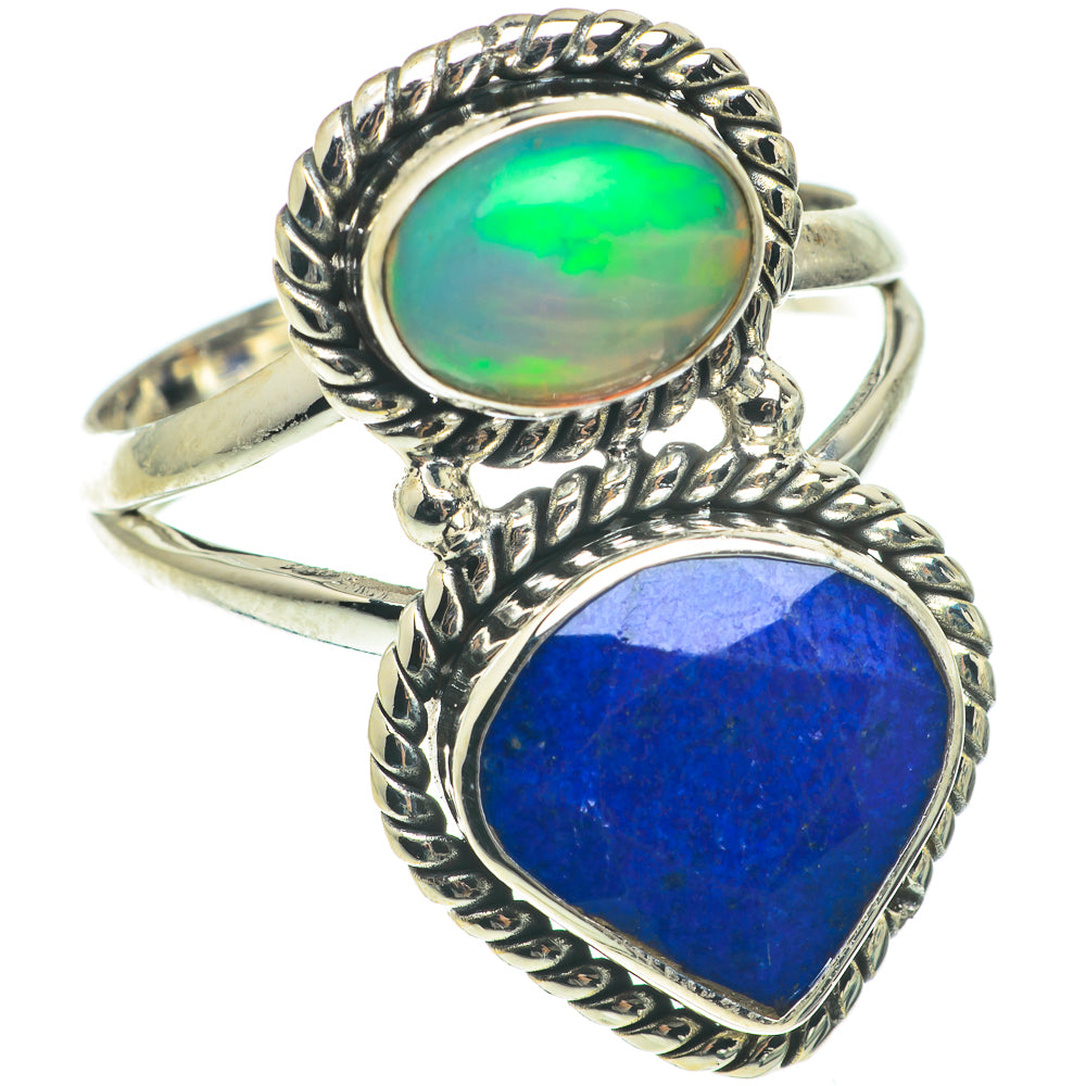 Lapis Lazuli, Ethiopian Opal Rings handcrafted by Anasilvercos - RING64725