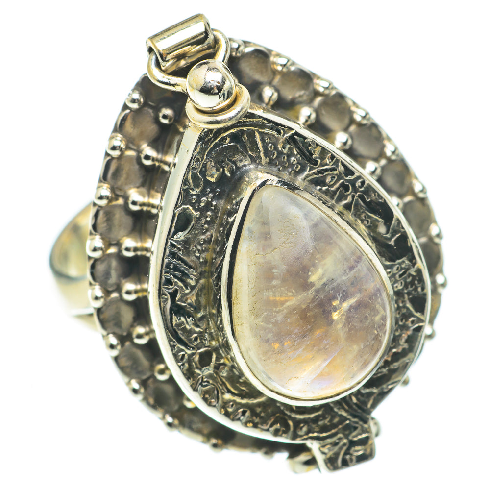 Rainbow Moonstone Rings handcrafted by Anasilvercos - RING64746