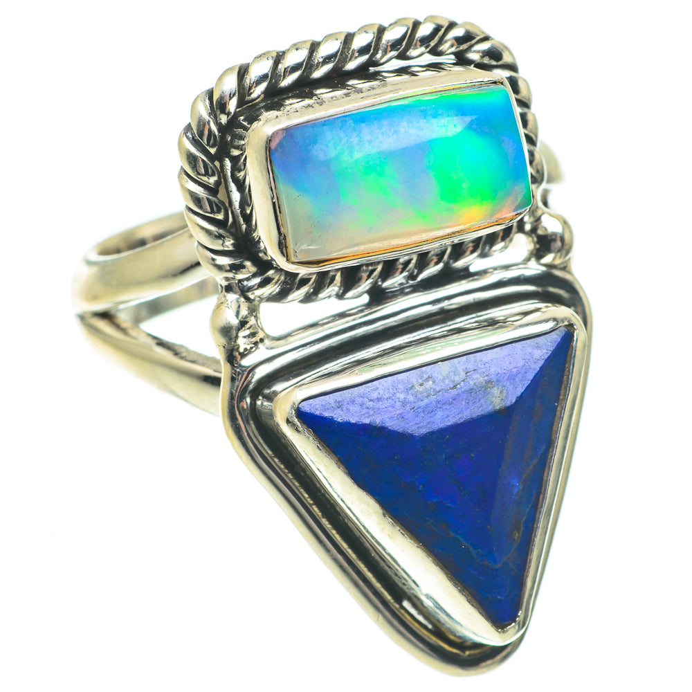 Lapis Lazuli, Ethiopian Opal Rings handcrafted by Anasilvercos - RING64755