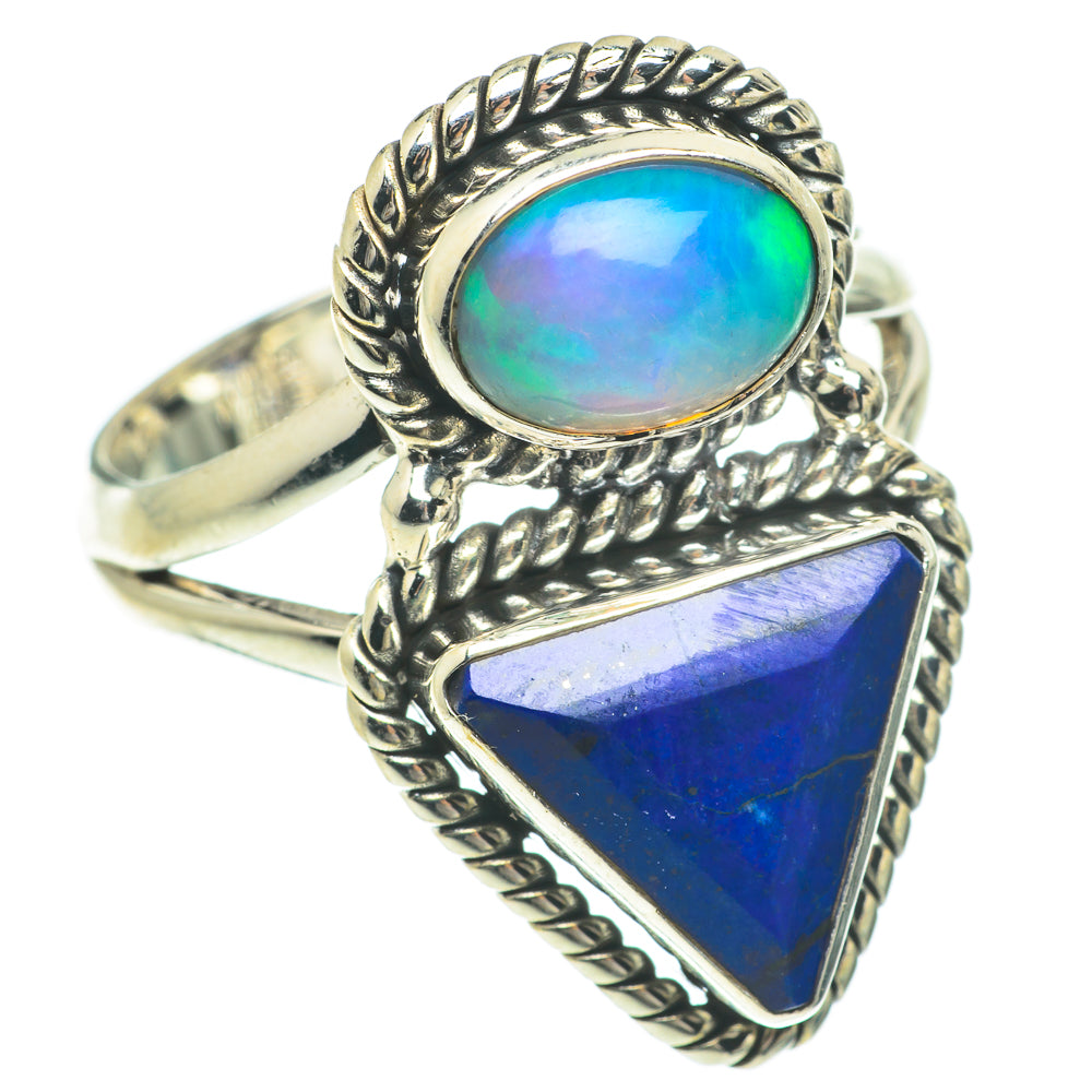 Lapis Lazuli, Ethiopian Opal Rings handcrafted by Anasilvercos - RING64806