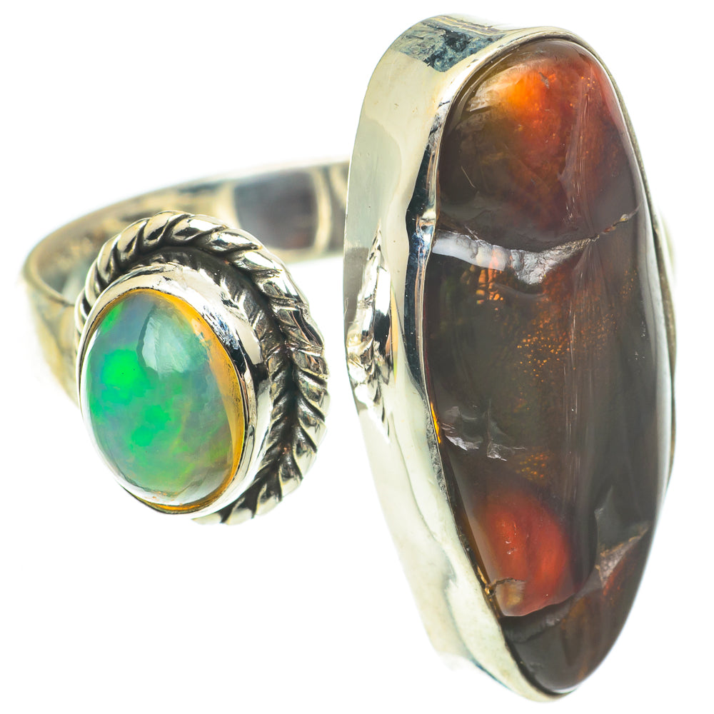 Mexican Fire Agate, Ethiopian Opal Rings handcrafted by Anasilvercos - RING64823