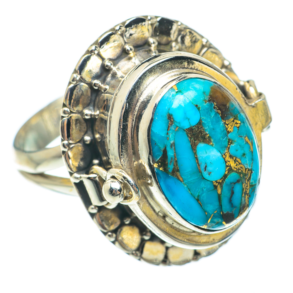 Blue Copper Composite Turquoise Rings handcrafted by Anasilvercos - RING64826