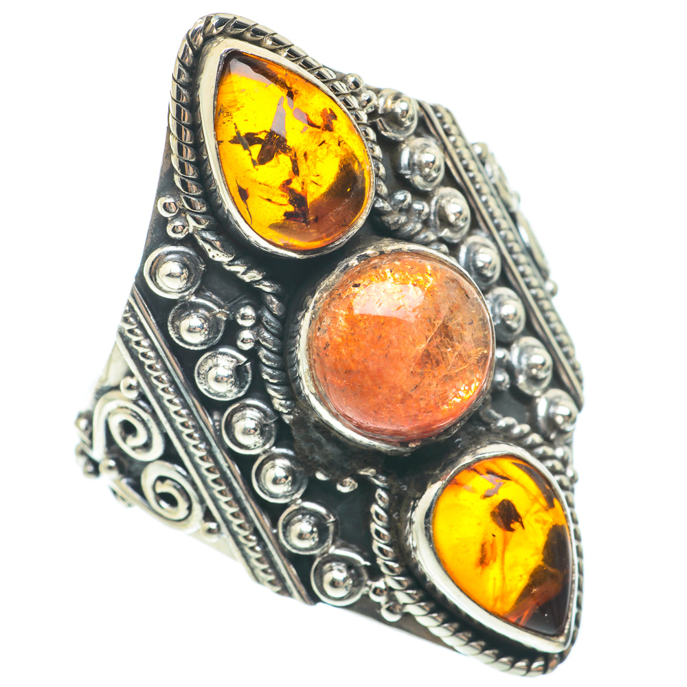 Sunstone, Baltic Amber Rings handcrafted by Anasilvercos - RING64837