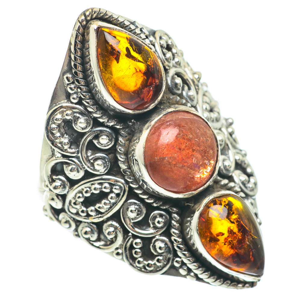 Sunstone, Baltic Amber Rings handcrafted by Anasilvercos - RING64869
