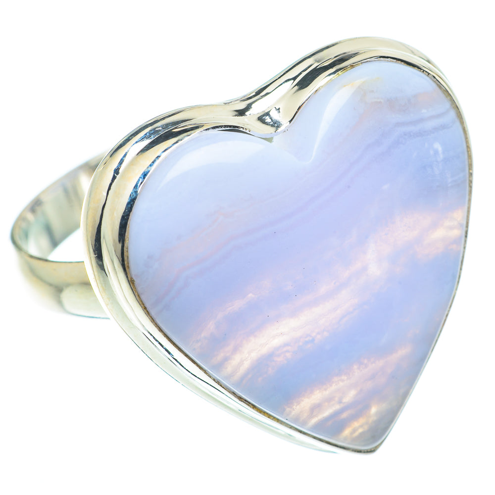 Blue Lace Agate Rings handcrafted by Anasilvercos - RING64878