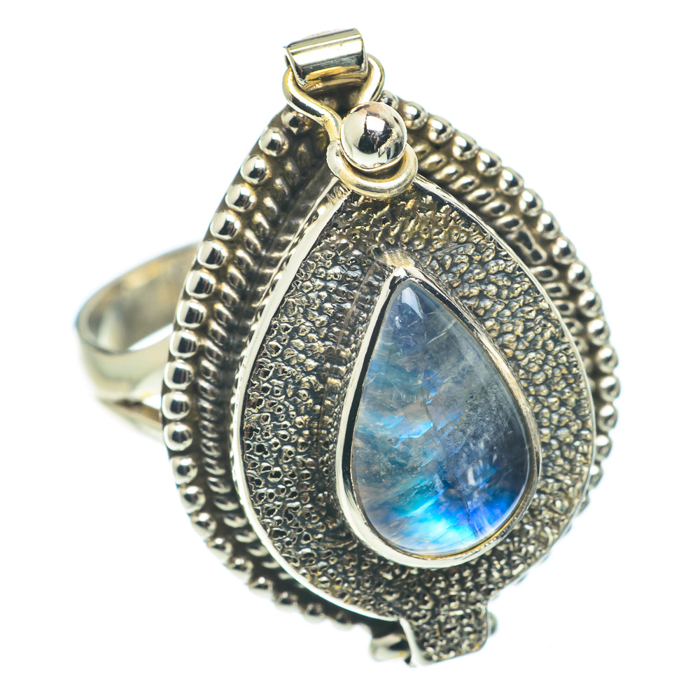 Rainbow Moonstone Rings handcrafted by Anasilvercos - RING64903