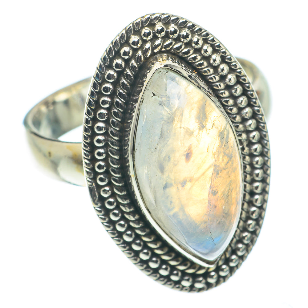 Rainbow Moonstone Rings handcrafted by Anasilvercos - RING64927