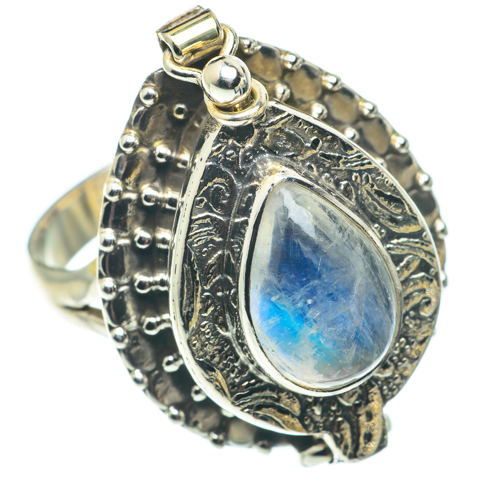 Rainbow Moonstone Rings handcrafted by Anasilvercos - RING64954